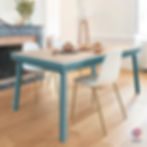Thumbnail: Table de repas rectangulaire ÉGÉE bleu briac chêne massif