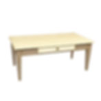 table basse merisier laqué gris et blanc crème vue de biais