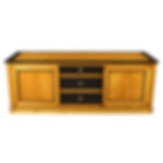 grand meuble tv en bois merisier fumé 3 portes coulissantes 160 cm de face