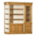 bibliothèque en merisier 3 modules avec quart de rond