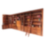 grande bibliothèque d'angle en bois merisier massif de style classique