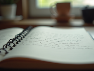 Creative storytelling notes in notebook