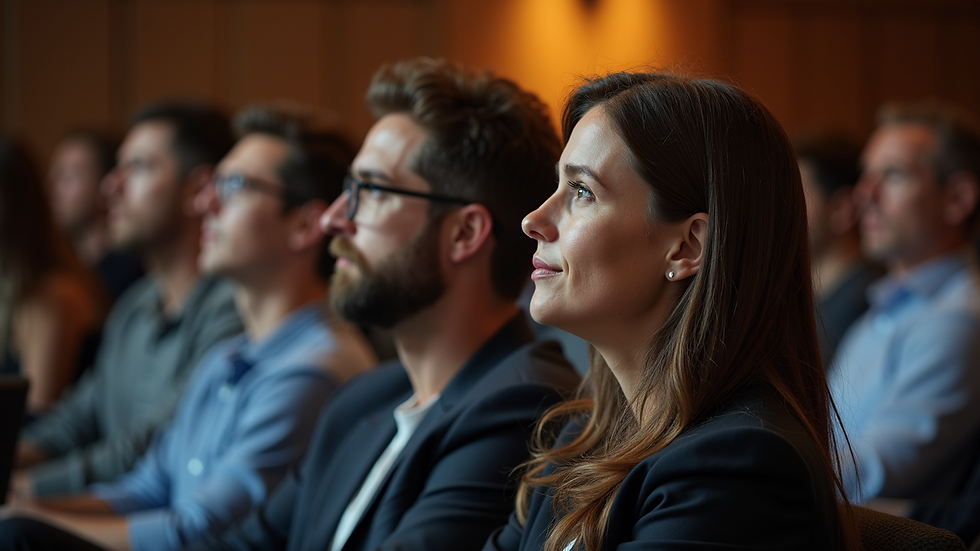 Close-up view of audience members engaged during a presentation
