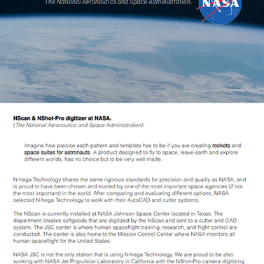 NScan & NShot-Pro CAD digitizers at NASA (the National Aeronautics and space Administration).