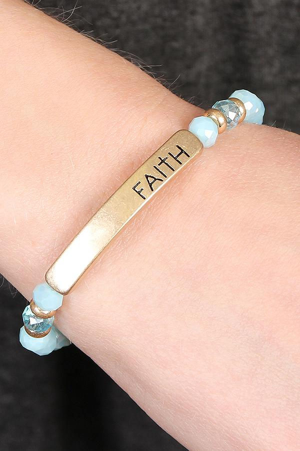 Thumbnail: "Faith" Rondelle Beads Bracelet