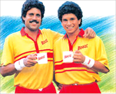 Kapil Dev and Sachin Tendulkar in Boost advertisement