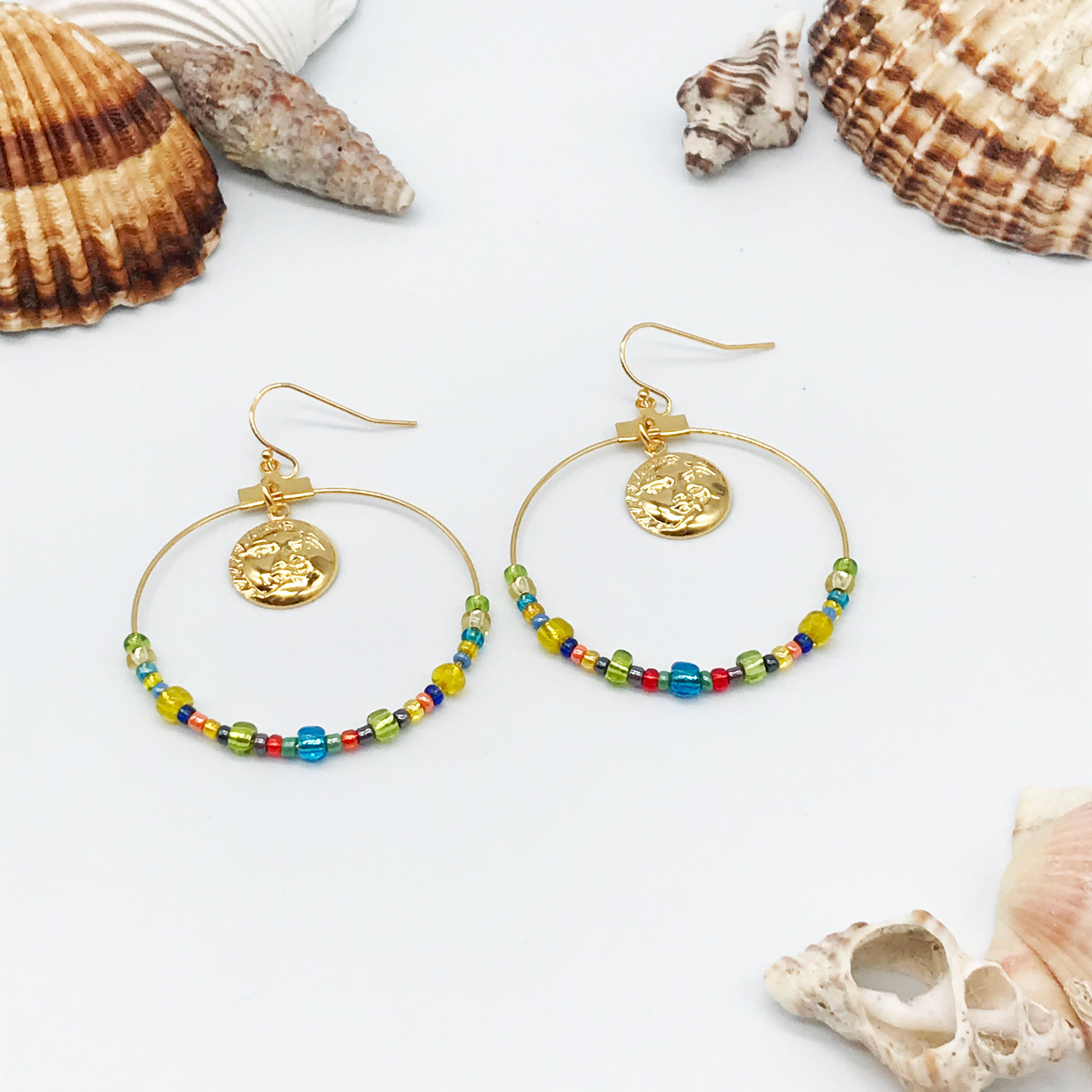 Boucles d'oreilles éveil - Soleil bleu