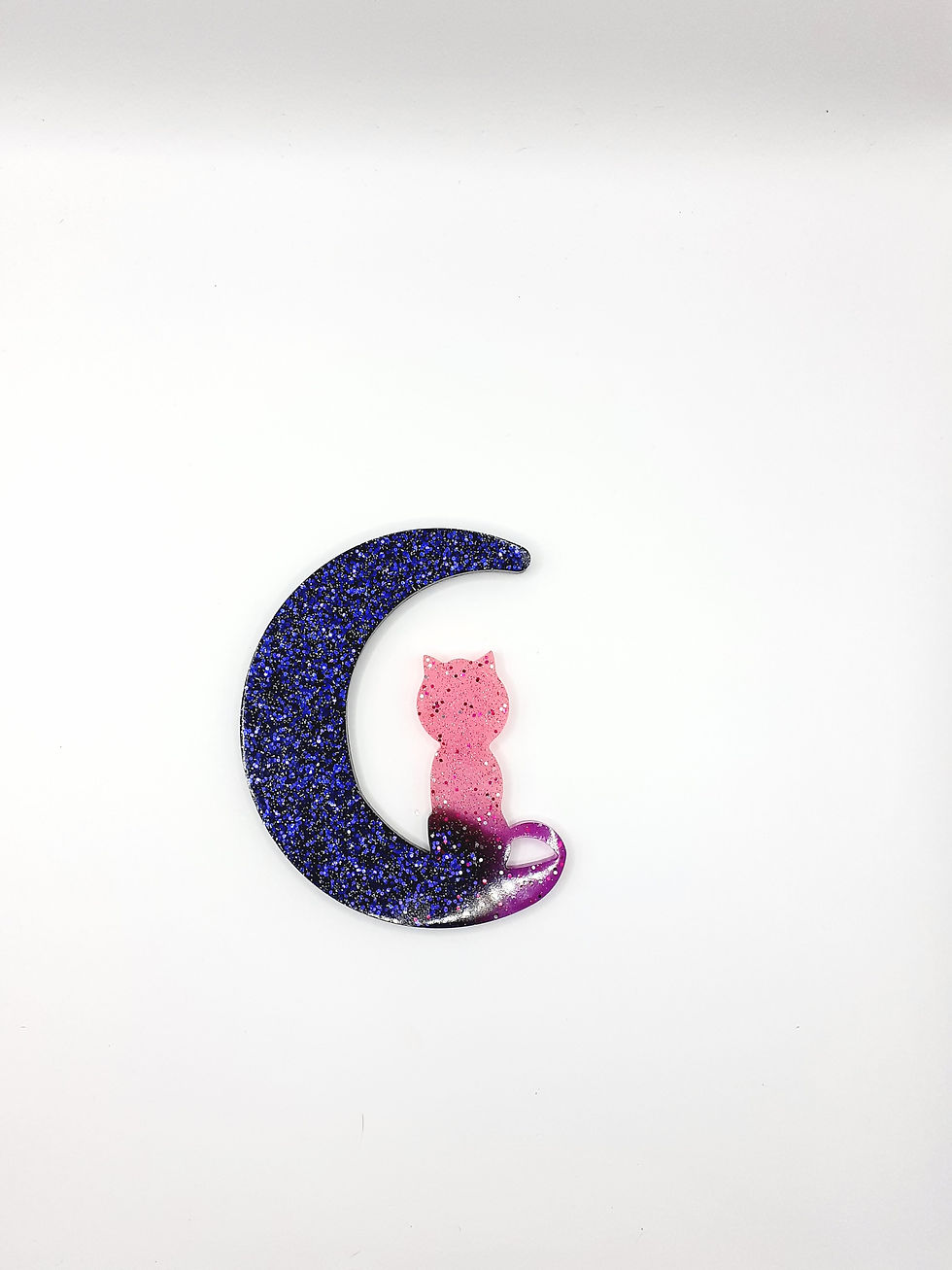 Demi lune chat noir et rose phosphorescent