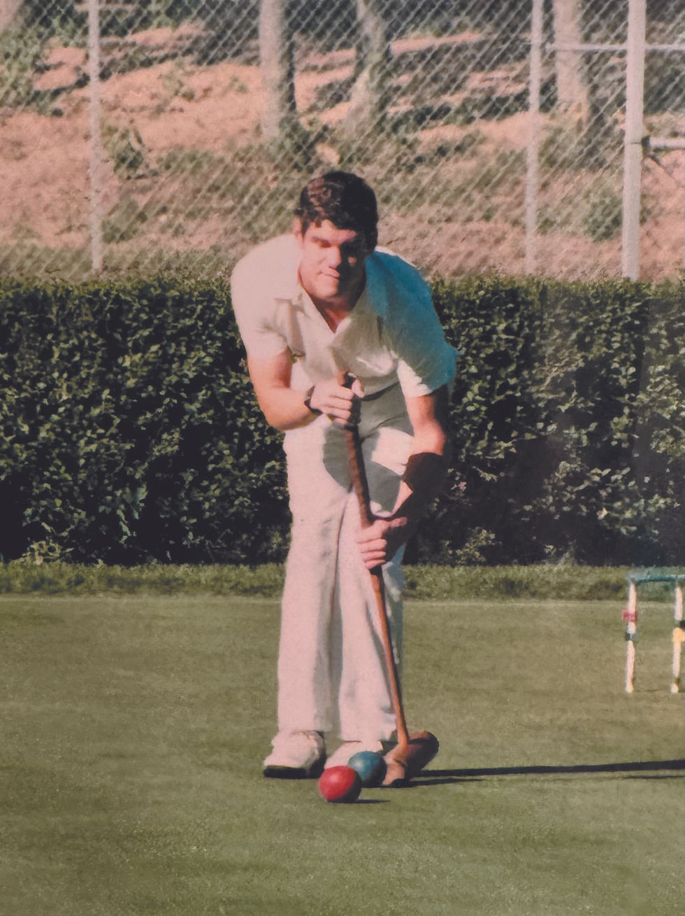 Buddy working as a tennis and croquet manager at Maddens Resort on Gull Lake, 1985