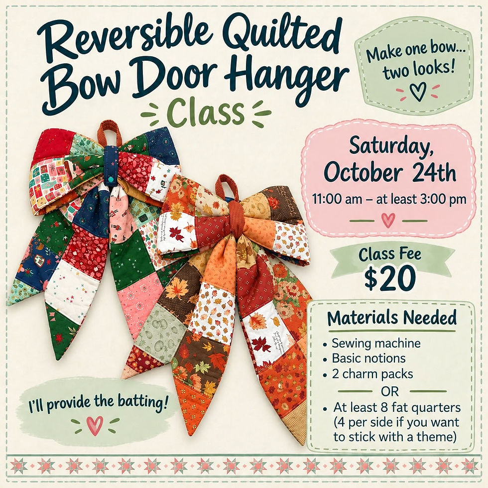 Reversible Quilted Bow Door Hanger class