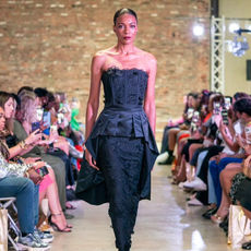 woman in makeup editorial fashion runway