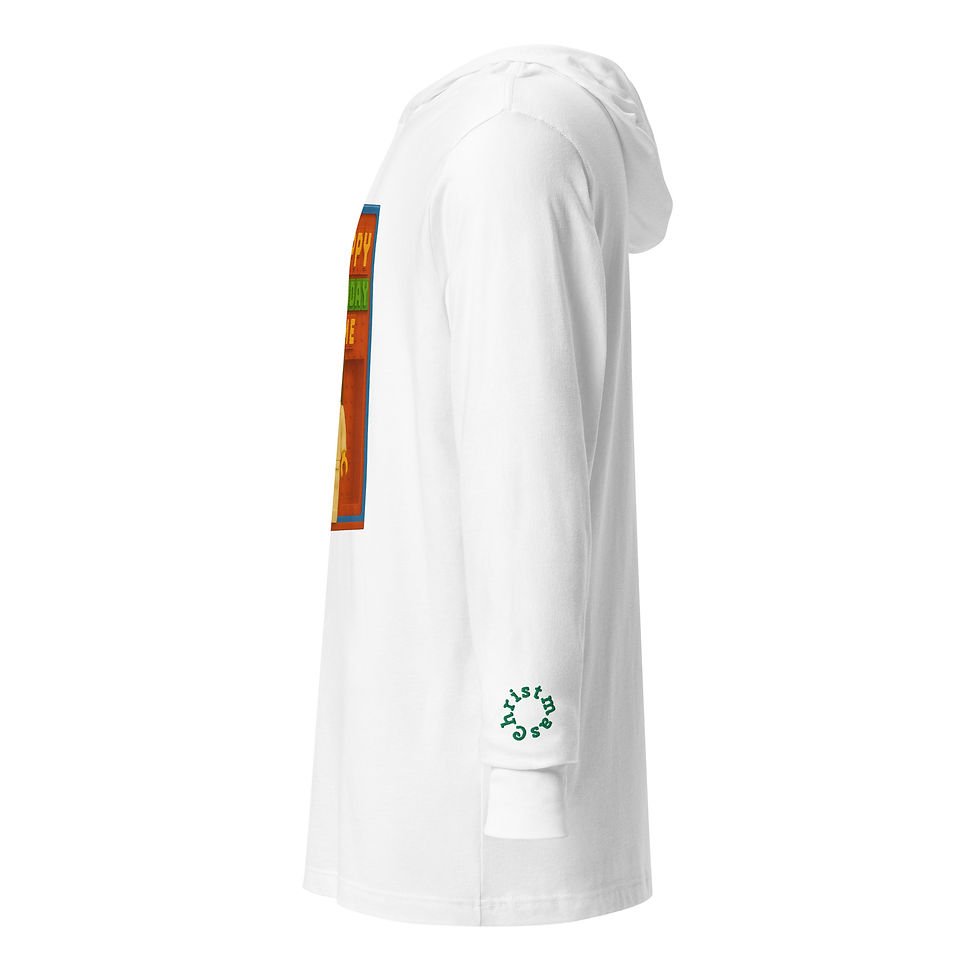 Thumbnail: White hoodie with colorful design and logo on the sleeve, 3FoldLoveCo.