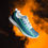 Thumbnail: Blue athletic shoe with white laces and green stripe; v2 Px River Camo.