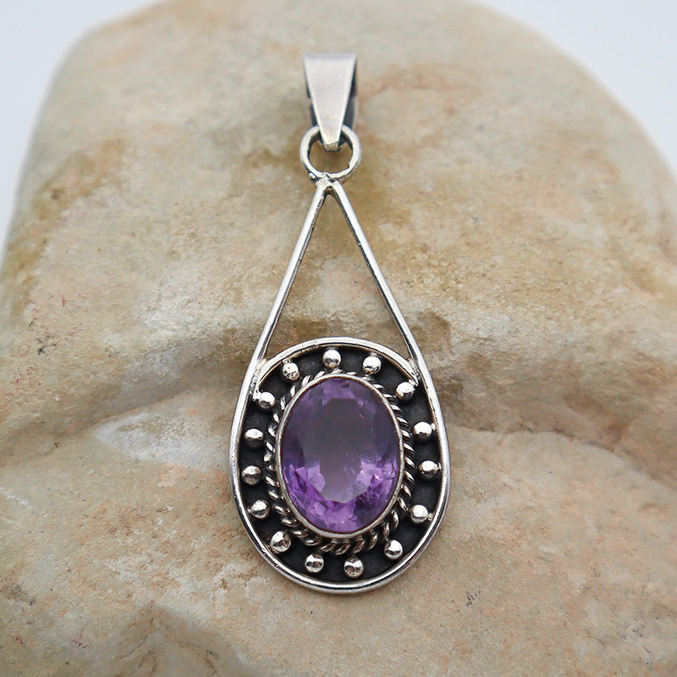 Thumbnail: Amethyst Brilliant Oval Cut in Sterling Silver