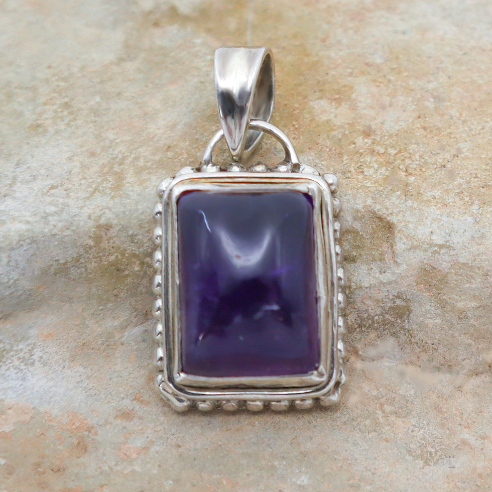 Thumbnail: Vintage Amethyst Rectangular in Sterling Silver