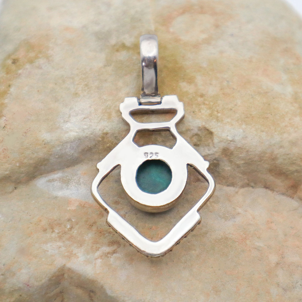 Thumbnail: Vintage Modern Malachite Sterling Pendant
