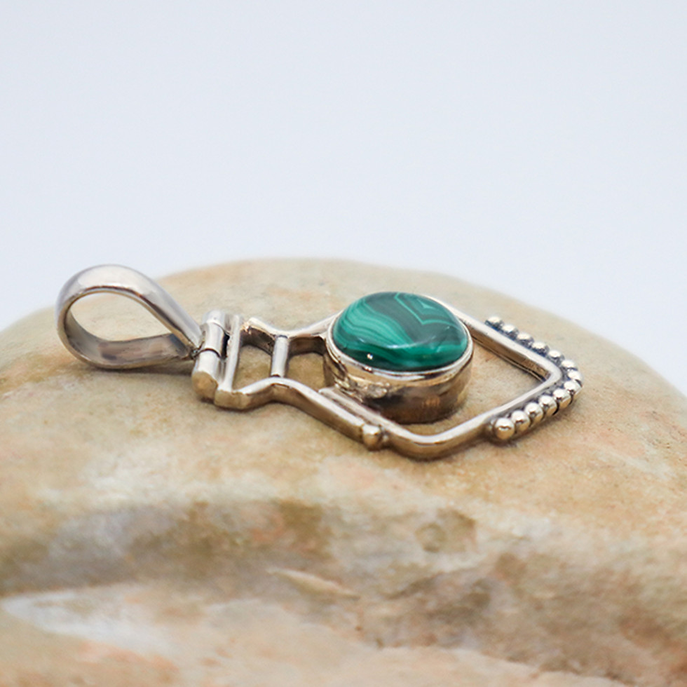 Thumbnail: Vintage Modern Malachite Sterling Pendant