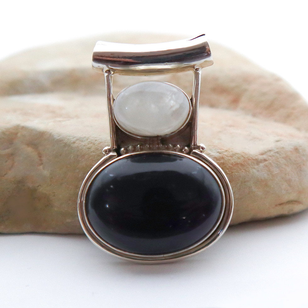 Thumbnail: 1990s Amethyst & Moonstone Sterling Pendant