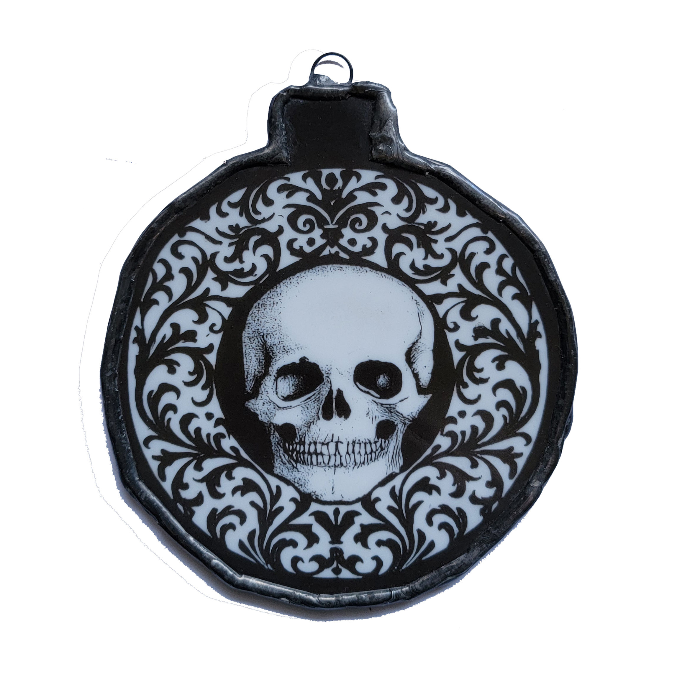 Skull Bauble  |  Glass Ornament  |  Halloween Decor