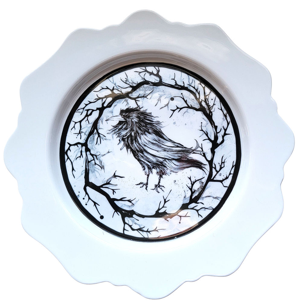 Miniature : The Crow |  Bread Plate |  Hand Enameled