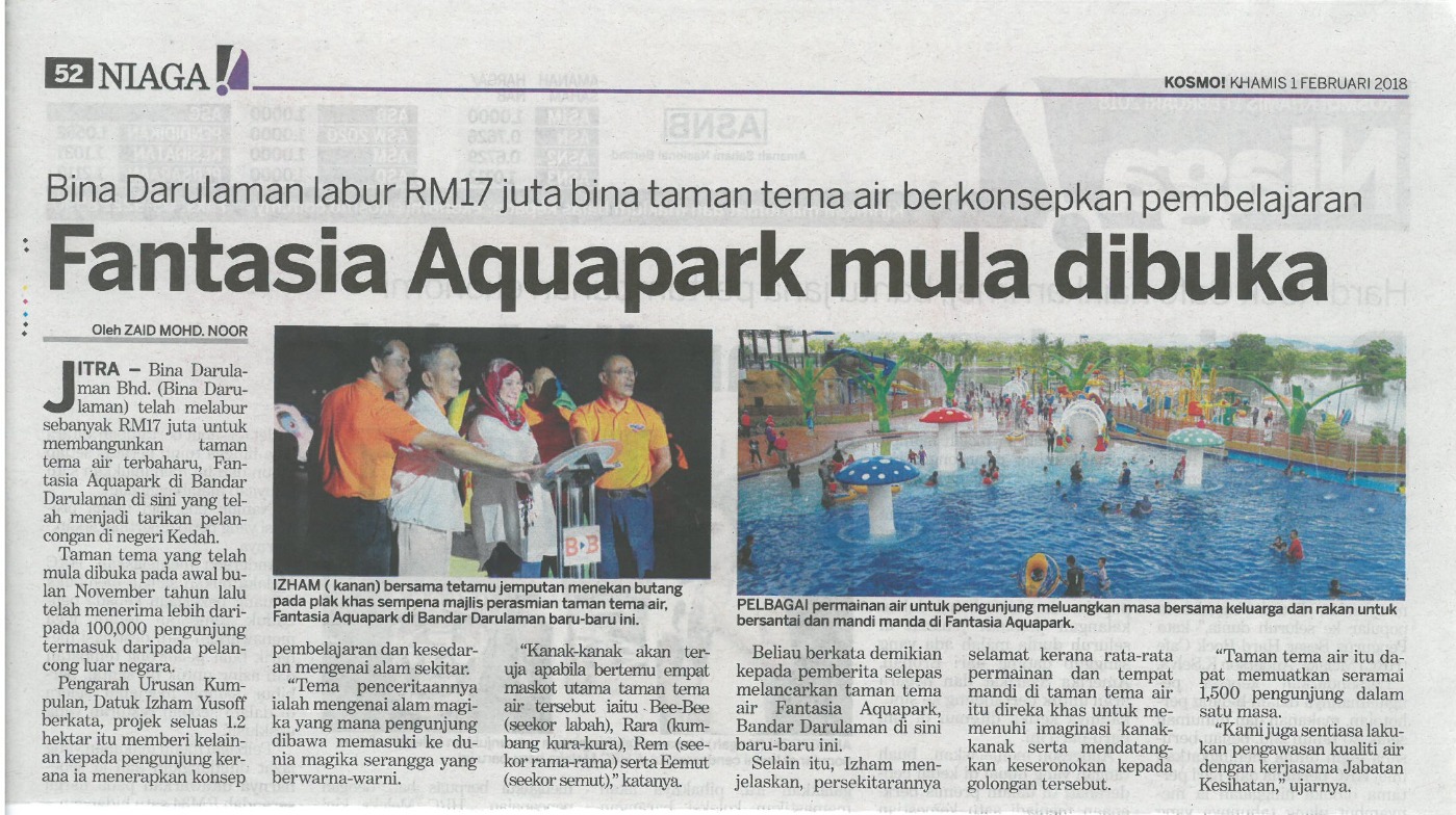 Fantasia Aquapark Mula Dibuka Kosmo 1 Februari 2018