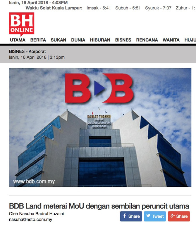 BDB LAND METERAI MoU DENGAN SEMBILAN PERUNCIT UTAMA