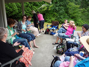 Guild members knitting in public