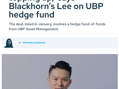 Citywire - 晉羚財富管理 的 Alan Lee 就 UBP 對沖基金表示“客戶已經開始充值”