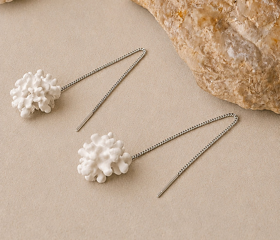 White coral inspired earrings for beach boutiques and gift shops by Khoraia