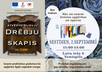 Atvērto durvju "Drēbju skapis" 2.septembrī Ventspilī un Tārgalē