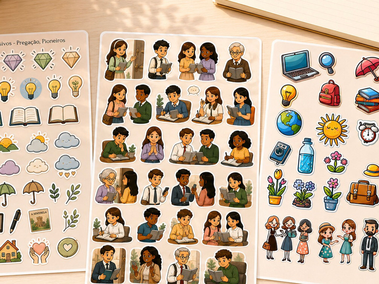 Kit com + de 120 Adesivos para Escola de Pioneiros