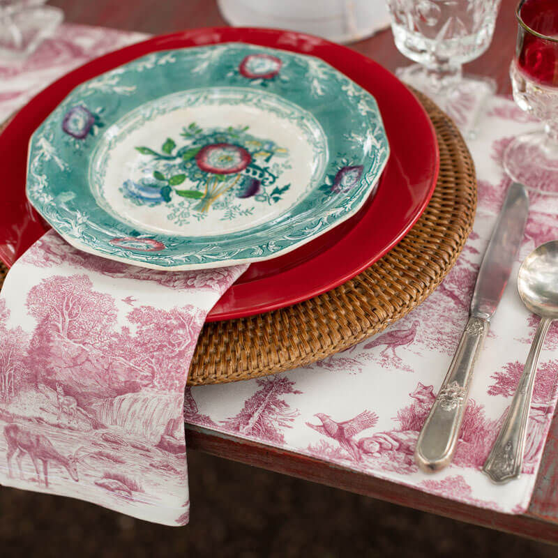 Thumbnail: Red Woodland Toile Placemats - Set of 4
