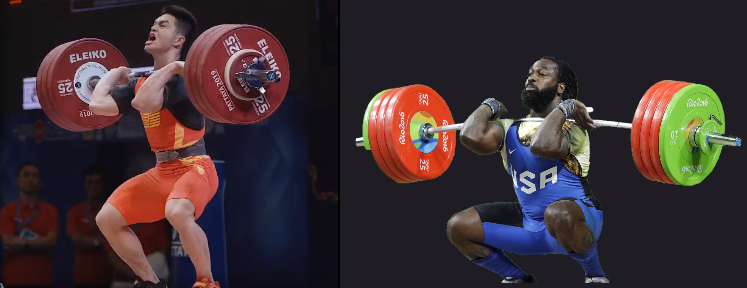man doing power clean and man doing clean