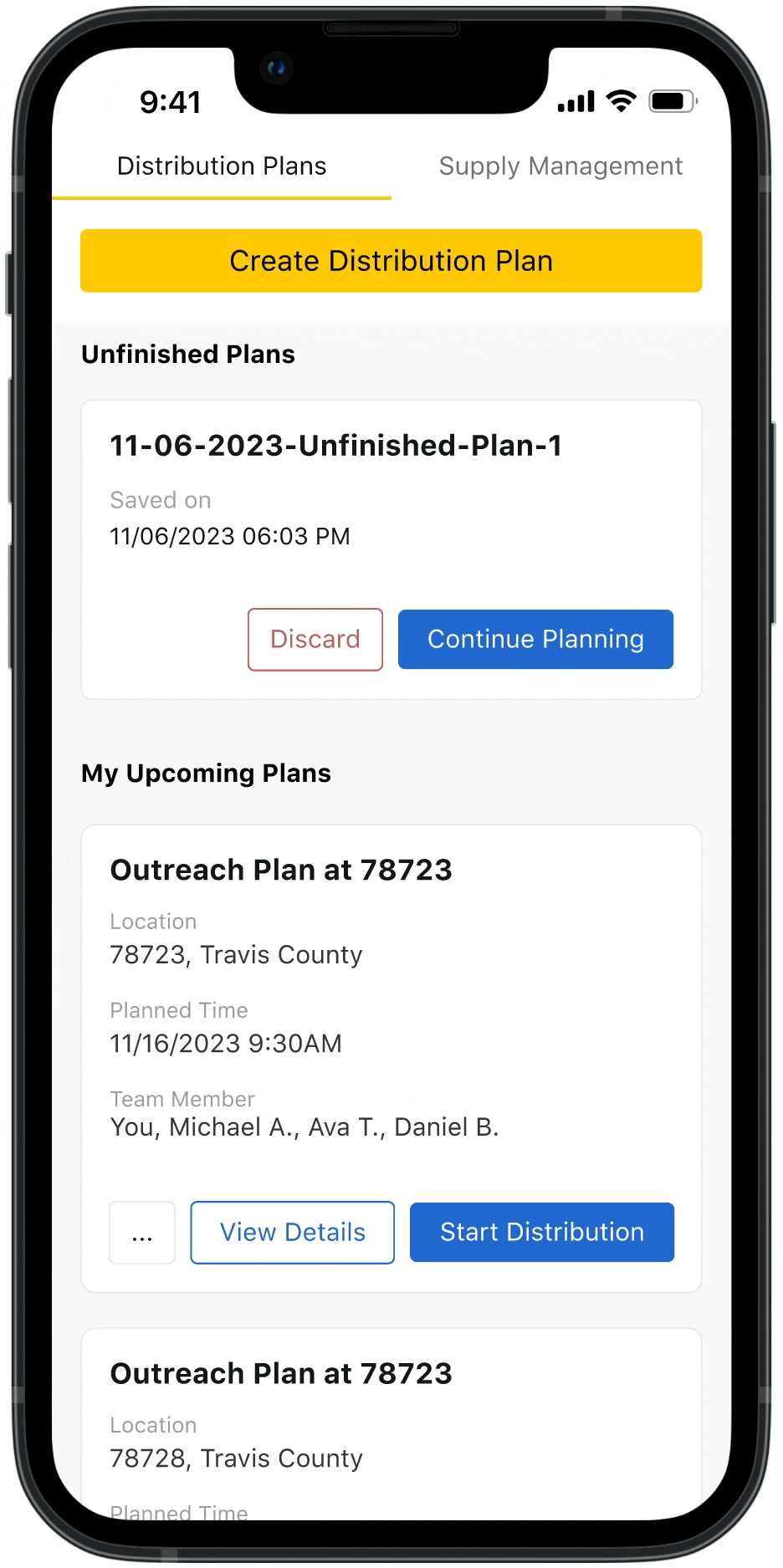 A demo flow of the outreach planner entry point