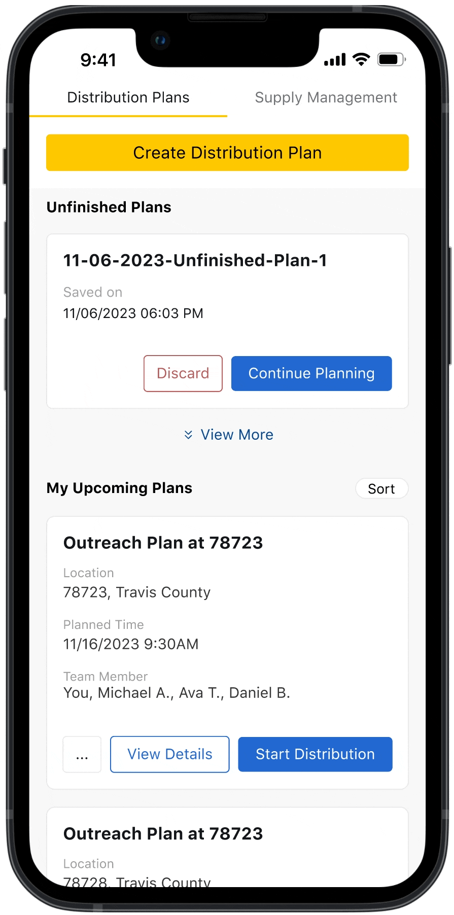 A demo flow of the creation process of an outreach plan