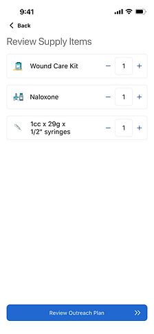 A picture of the supply counting step of an outreach planning event