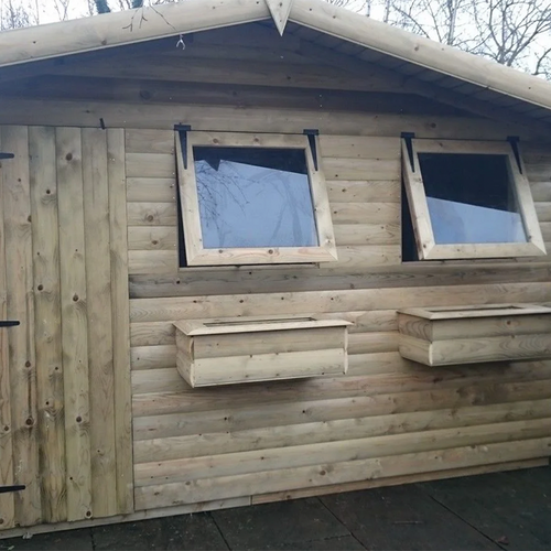 12' x 12' Fully Tanalised 19mm T&G Loglap Summerhouse + 18" Canopy X2