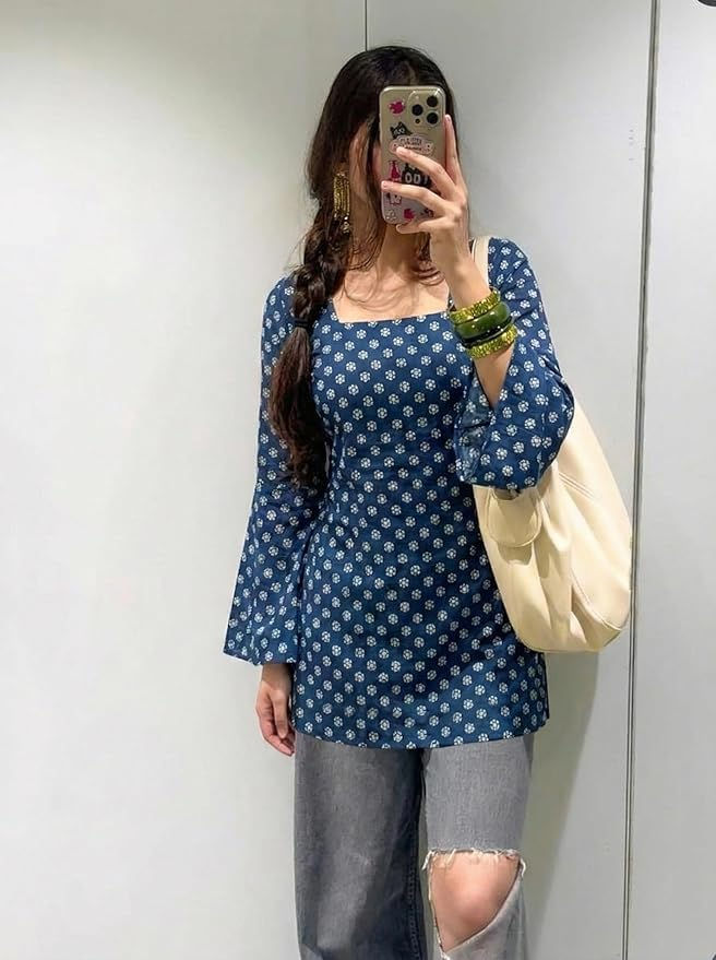 Designer Women’s Viscose Blend Printed Short Kurti
