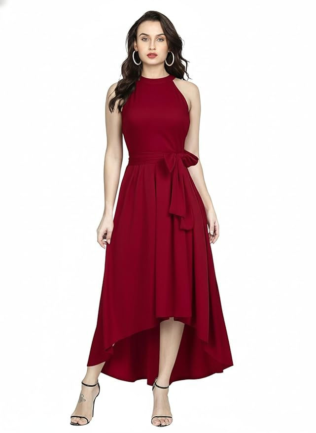 Women's Western High Low Knee Long One Piece Dress