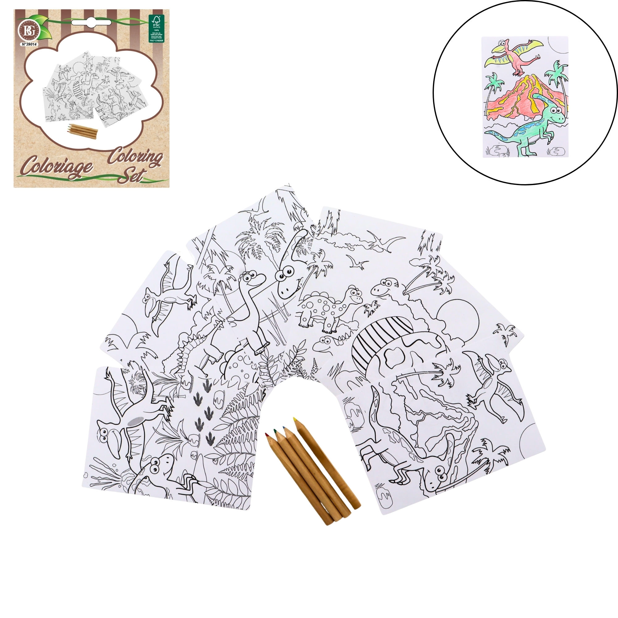 Feuilles à colorier + 4 crayons de couleur