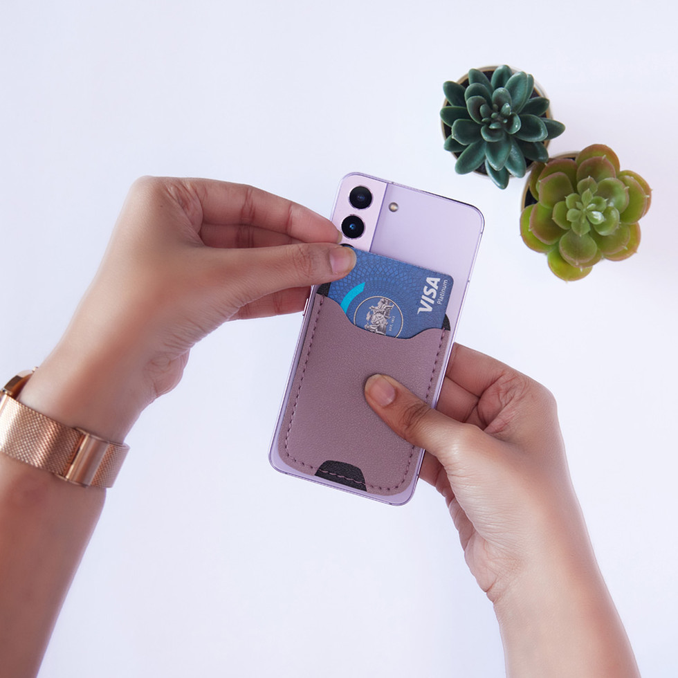 Lilac Personalized Sticky Card Phone Wallet, CardSafe, Credit Card Holder for Back of Mobile Phone or Case,