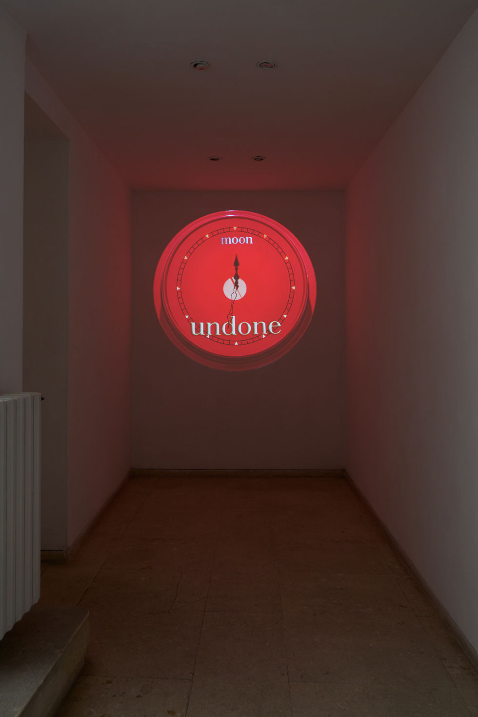 RAQS Media Collective, Blood Moon, 2025, video projection 6'35''exhibition view, a plus a gallery, curated by school for curatorial studies venice, ph clelia cadamuro