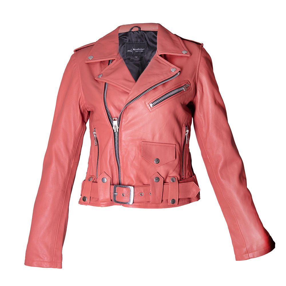 Women’s Apricot Leather Moto Jacket