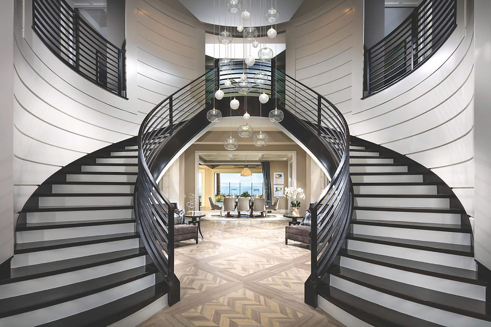 Thumbnail: Sleek Irregular Globe Pendants Chandelier in Foyer