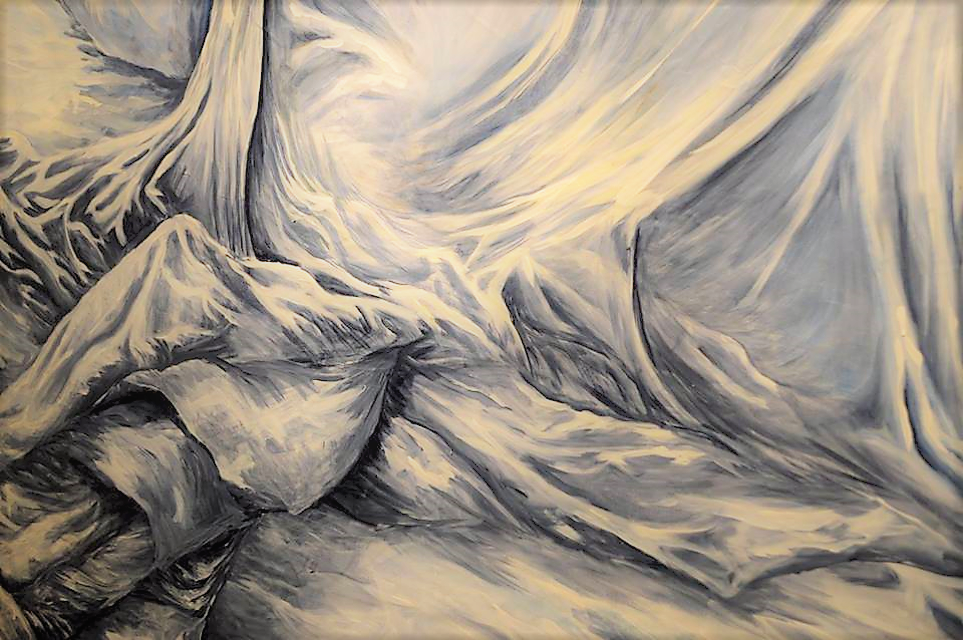 14-ausencia do corpo  pintura acrilica sobre tecido de tela 160 cm x 220 cm