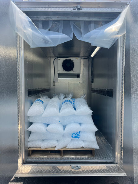 Pallet of Bagged Ice Loaded onto Freezer Trailer