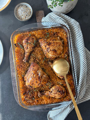 עוף ואורז בתבנית אחד בתנור