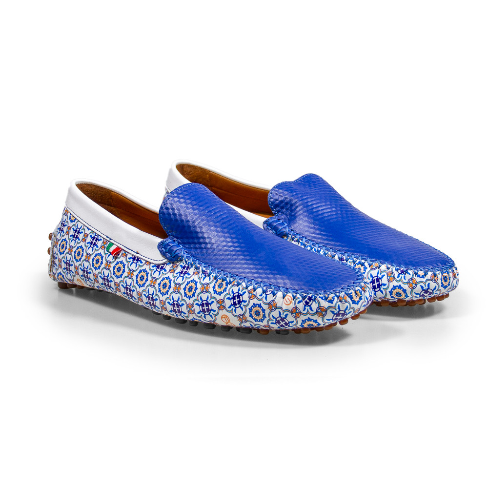 Moccasins Vietri Style Blue by Francesco Sensini