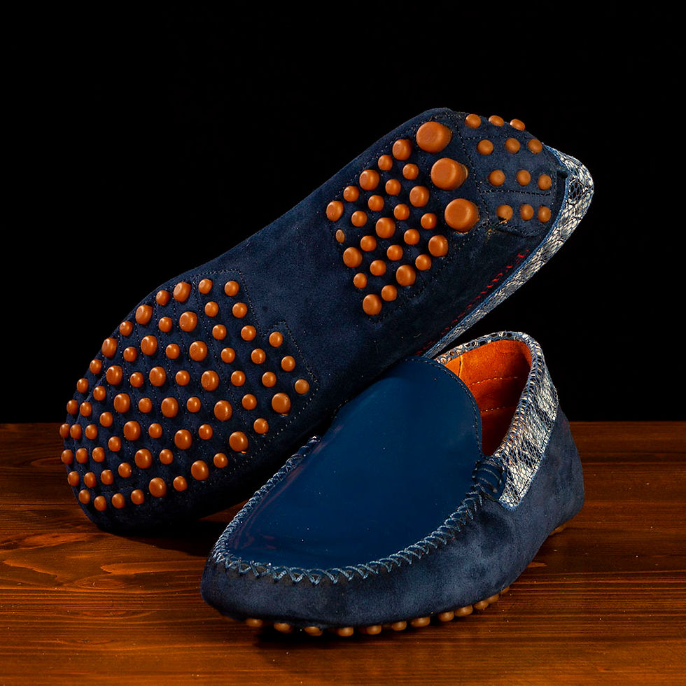Miniature : Francesco Sensini Moccasins – Limited Edition Mixed Leather Dark Blue