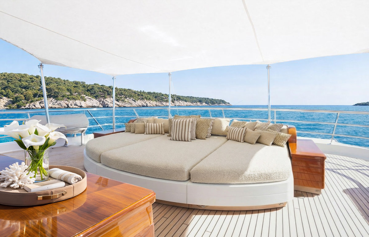 Sweet Maryi, sun pad after refit, by T. Fotiadis Design